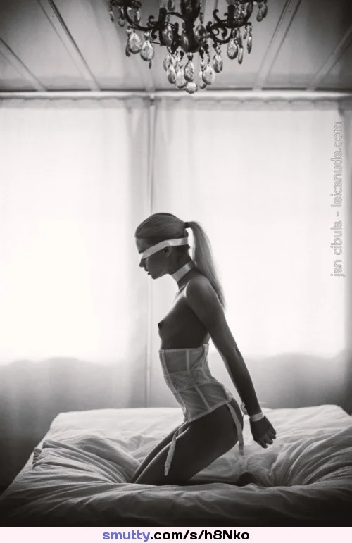 blindfold, kneeling, collared